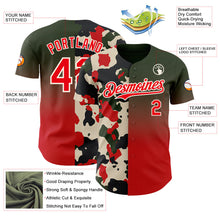 Laden Sie das Bild in den Galerie-Viewer, Uksn Individuelles Schwarz Feuerrot-Creme Halbe Camouflage Farbverlauf Authentisches Baseball-Trikot
