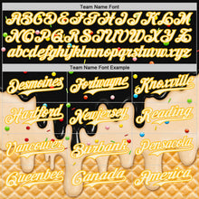 Laden Sie das Bild in den Galerie-Viewer, Uksn Individuelles Schwarz Creme-Gold Eiscreme Waffel Foodie Dessert Authentisches Baseball-Trikot
