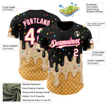 Laden Sie das Bild in den Galerie-Viewer, Uksn Individuelles Schwarz Creme-Pink Eiscreme Waffel Foodie Dessert Authentisches Baseball-Trikot
