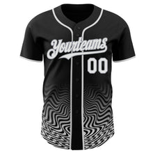 Laden Sie das Bild in den Galerie-Viewer, Uksn Individuelles Schwarz Weiß-Grau Fließende Welle Psychedelischer Wirbel Authentisches Baseball-Trikot
