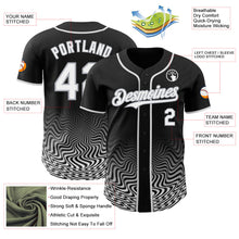 Laden Sie das Bild in den Galerie-Viewer, Uksn Individuelles Schwarz Weiß-Grau Fließende Welle Psychedelischer Wirbel Authentisches Baseball-Trikot
