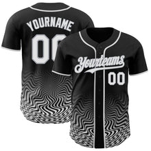 Laden Sie das Bild in den Galerie-Viewer, Uksn Individuelles Schwarz Weiß-Grau Fließende Welle Psychedelischer Wirbel Authentisches Baseball-Trikot
