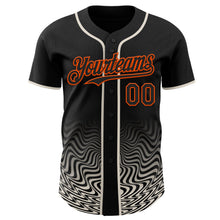Laden Sie das Bild in den Galerie-Viewer, Uksn Individuelles Schwarz Creme-Orange Fließende Welle Psychedelischer Wirbel Authentisches Baseball-Trikot
