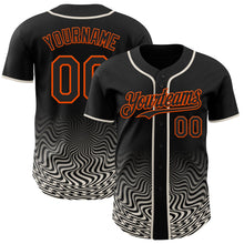 Laden Sie das Bild in den Galerie-Viewer, Uksn Individuelles Schwarz Creme-Orange Fließende Welle Psychedelischer Wirbel Authentisches Baseball-Trikot
