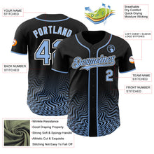 Laden Sie das Bild in den Galerie-Viewer, Uksn Individuelles Schwarz Hellblau-Weiß Fließende Welle Psychedelischer Wirbel Authentisches Baseball-Trikot
