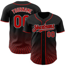 Laden Sie das Bild in den Galerie-Viewer, Uksn Individuelles Schwarz Rot-Weiß Fließende Welle Psychedelischer Wirbel Authentisches Baseball-Trikot
