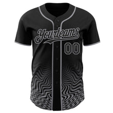 Laden Sie das Bild in den Galerie-Viewer, Uksn Individuelles Schwarz-Grau Fließende Welle Psychedelischer Wirbel Authentisches Baseball-Trikot
