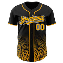 Laden Sie das Bild in den Galerie-Viewer, Uksn Individuelles Schwarz Gold-Weiß Fließende Welle Psychedelischer Wirbel Authentisches Baseball-Trikot
