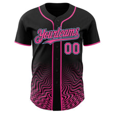 Laden Sie das Bild in den Galerie-Viewer, Uksn Individuelles Schwarz Pink-Hellblau Fließende Welle Psychedelischer Wirbel Authentisches Baseball-Trikot
