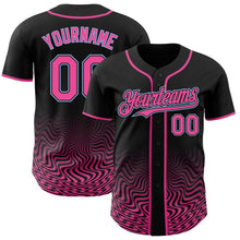 Laden Sie das Bild in den Galerie-Viewer, Uksn Individuelles Schwarz Pink-Hellblau Fließende Welle Psychedelischer Wirbel Authentisches Baseball-Trikot
