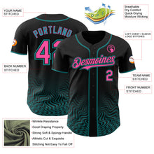 Laden Sie das Bild in den Galerie-Viewer, Uksn Individuelles Schwarz Pink-Petrol Fließende Welle Psychedelischer Wirbel Authentisches Baseball-Trikot
