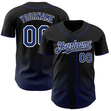 Laden Sie das Bild in den Galerie-Viewer, Uksn Individuelles Schwarz Royalblau-Weiß Fließende Welle Psychedelischer Wirbel Authentisches Baseball-Trikot
