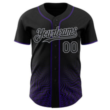 Laden Sie das Bild in den Galerie-Viewer, Uksn Individuelles Schwarz Violett-Grau Fließende Welle Psychedelischer Wirbel Authentisches Baseball-Trikot
