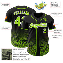 Laden Sie das Bild in den Galerie-Viewer, Uksn Individuelles Schwarz Neongrün-Weiß Fließende Welle Psychedelischer Wirbel Authentisches Baseball-Trikot

