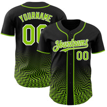Laden Sie das Bild in den Galerie-Viewer, Uksn Individuelles Schwarz Neongrün-Weiß Fließende Welle Psychedelischer Wirbel Authentisches Baseball-Trikot
