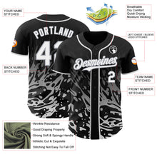 Laden Sie das Bild in den Galerie-Viewer, Uksn Individuelles Schwarz Weiß-Grau Flüssige Welle Klecksspritzer Authentisches Baseball-Trikot
