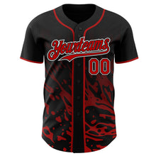 Laden Sie das Bild in den Galerie-Viewer, Uksn Individuelles Schwarz Rot-Weiß Flüssige Welle Klecksspritzer Authentisches Baseball-Trikot
