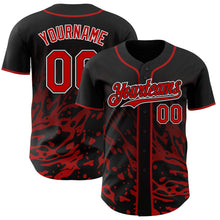 Laden Sie das Bild in den Galerie-Viewer, Uksn Individuelles Schwarz Rot-Weiß Flüssige Welle Klecksspritzer Authentisches Baseball-Trikot
