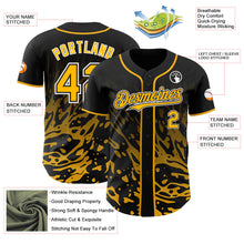 Laden Sie das Bild in den Galerie-Viewer, Uksn Individuelles Schwarz Gold-Weiß Flüssige Welle Klecksspritzer Authentisches Baseball-Trikot
