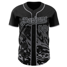 Laden Sie das Bild in den Galerie-Viewer, Uksn Individuelles Schwarz-Grau Flüssige Welle Klecksspritzer Authentisches Baseball-Trikot
