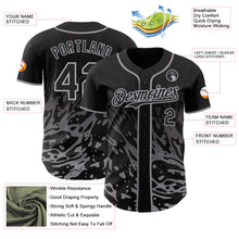 Laden Sie das Bild in den Galerie-Viewer, Uksn Individuelles Schwarz-Grau Flüssige Welle Klecksspritzer Authentisches Baseball-Trikot

