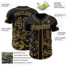 Laden Sie das Bild in den Galerie-Viewer, Uksn Individuelles Schwarz-Altgold Flüssige Welle Klecksspritzer Authentisches Baseball-Trikot
