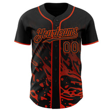 Laden Sie das Bild in den Galerie-Viewer, Uksn Individuelles Schwarz-Orange Flüssige Welle Klecksspritzer Authentisches Baseball-Trikot
