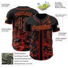 Laden Sie das Bild in den Galerie-Viewer, Uksn Individuelles Schwarz-Orange Flüssige Welle Klecksspritzer Authentisches Baseball-Trikot
