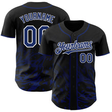 Laden Sie das Bild in den Galerie-Viewer, Uksn Individuelles Schwarz Royalblau-Weiß Flüssige Welle Klecksspritzer Authentisches Baseball-Trikot
