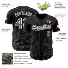 Laden Sie das Bild in den Galerie-Viewer, Uksn Individuelles Schwarz Stahlgrau-Weiß Flüssige Welle Klecksspritzer Authentisches Baseball-Trikot
