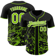 Laden Sie das Bild in den Galerie-Viewer, Uksn Individuelles Schwarz Neongrün-Weiß Flüssige Welle Klecksspritzer Authentisches Baseball-Trikot
