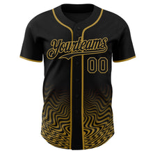 Laden Sie das Bild in den Galerie-Viewer, Uksn Individuelles Schwarz-Altgold Fließende Welle Psychedelischer Wirbel Authentisches Baseball-Trikot
