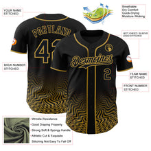 Laden Sie das Bild in den Galerie-Viewer, Uksn Individuelles Schwarz-Altgold Fließende Welle Psychedelischer Wirbel Authentisches Baseball-Trikot
