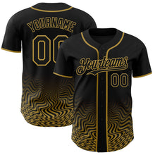 Laden Sie das Bild in den Galerie-Viewer, Uksn Individuelles Schwarz-Altgold Fließende Welle Psychedelischer Wirbel Authentisches Baseball-Trikot
