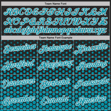 Laden Sie das Bild in den Galerie-Viewer, Uksn Individuelles Schwarz Petrol-Weiß Geometrisch Sechseckig Punkt Farbverlauf Funktions-T-Shirt
