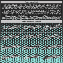 Laden Sie das Bild in den Galerie-Viewer, Uksn Individuelles Schwarz Eisblau-Weiß Geometrisch Sechseckig Punkt Farbverlauf Funktions-T-Shirt
