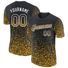 Laden Sie das Bild in den Galerie-Viewer, Uksn Individuelles Schwarz Gold-Weiß Buntes Funkeln Farbverlauf Punkte Funktions-T-Shirt

