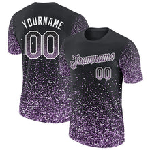 Laden Sie das Bild in den Galerie-Viewer, Uksn Individuelles Schwarz Hellviolett-Weiß Buntes Funkeln Farbverlauf Punkte Funktions-T-Shirt

