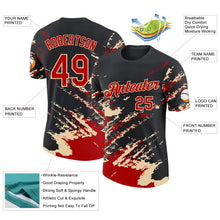 Laden Sie das Bild in den Galerie-Viewer, Uksn Individuelles Schwarz Rot-Creme Pinselstrich Zerbrochen Spritzer Funktions-T-Shirt
