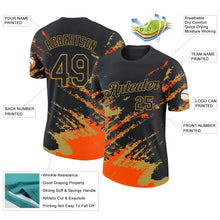 Laden Sie das Bild in den Galerie-Viewer, Uksn Individuelles Schwarz Orange-Altgold Pinselstrich Zerbrochen Spritzer Funktions-T-Shirt
