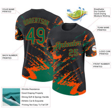 Laden Sie das Bild in den Galerie-Viewer, Uksn Individuelles Schwarz Kelly-Grün-Orange Pinselstrich Zerbrochen Spritzer Funktions-T-Shirt
