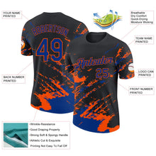 Laden Sie das Bild in den Galerie-Viewer, Uksn Individuelles Schwarz Royalblau-Orange Pinselstrich Zerbrochen Spritzer Funktions-T-Shirt
