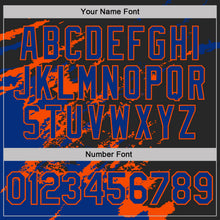 Laden Sie das Bild in den Galerie-Viewer, Uksn Individuelles Schwarz Royalblau-Orange Pinselstrich Zerbrochen Spritzer Funktions-T-Shirt
