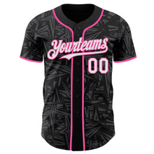 Laden Sie das Bild in den Galerie-Viewer, Uksn Individuelles Schwarz Weiß Stahlgrau-Pink Geometrischer Cyber-Sternenburst Authentisches Baseball-Trikot

