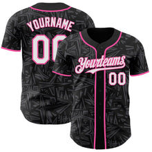Laden Sie das Bild in den Galerie-Viewer, Uksn Individuelles Schwarz Weiß Stahlgrau-Pink Geometrischer Cyber-Sternenburst Authentisches Baseball-Trikot
