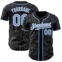 Laden Sie das Bild in den Galerie-Viewer, Uksn Individuelles Schwarz Hellblau Stahlgrau-Weiß Geometrischer Cyber-Sternenburst Authentisches Baseball-Trikot
