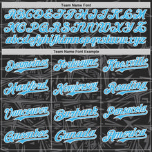 Laden Sie das Bild in den Galerie-Viewer, Uksn Individuelles Schwarz Himmelblau Stahlgrau-Weiß Geometrischer Cyber-Sternenburst Authentisches Baseball-Trikot
