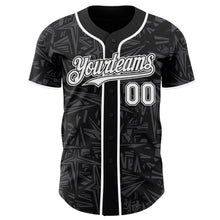 Laden Sie das Bild in den Galerie-Viewer, Uksn Individuelles Schwarz Weiß-Stahlgrau Geometrischer Cyber-Sternenburst Authentisches Baseball-Trikot
