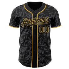 Laden Sie das Bild in den Galerie-Viewer, Uksn Individuelles Schwarz Stahlgrau-Altgold Geometrischer Cyber-Sternenburst Authentisches Baseball-Trikot
