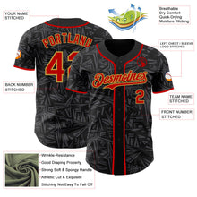 Laden Sie das Bild in den Galerie-Viewer, Uksn Individuelles Schwarz Rot Stahlgrau-Altgold Geometrischer Cyber-Sternenburst Authentisches Baseball-Trikot
